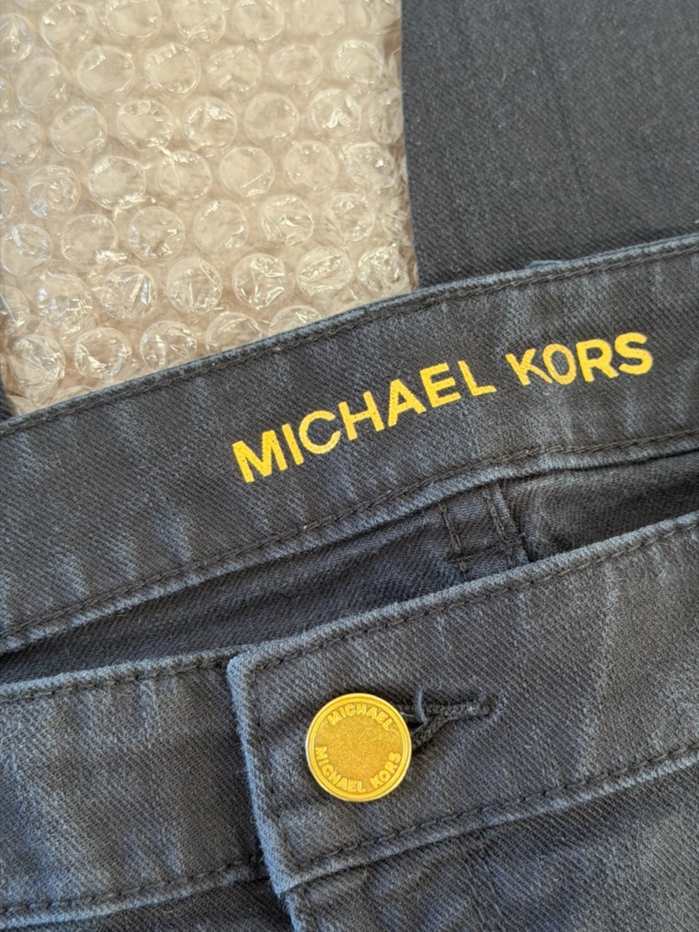 Michael Kors Black Skinny Izzy Cropped Jeans with Gold Accents - Picture 5 of 6